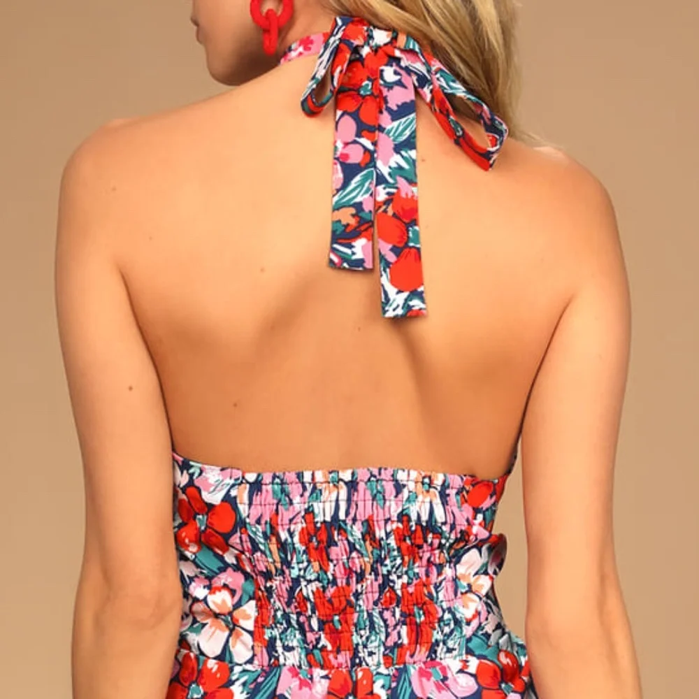 Lulus Chance of Blooms Floral Halter Mini Dress - Picture 3 of 3